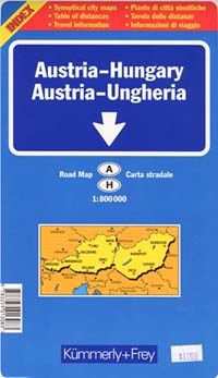 Austria and Hungary Road and Shaded Relief Tourist Map.