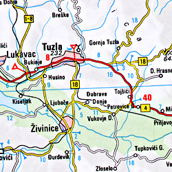 Bosnia and Herzegovina, Croatia, and Slovenia, Road and Tourist Map.