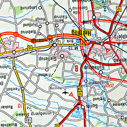 Denmark Road and Shaded Relief Tourist Map.