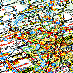 Germany Road and Shaded Relief Tourist Map.