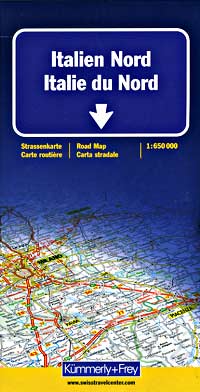 Italy, Northern Road and Shaded Relief Tourist Map.