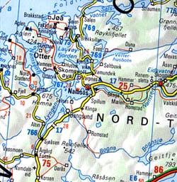 Scandinavia North Road and Shaded Relief Tourist Map.