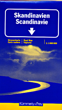 Scandinavia (Denmark, Norway and Sweden) Road and Shaded Relief Tourist Map.