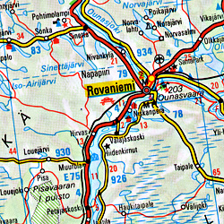 Scandinavia (Denmark, Norway and Sweden) Road and Shaded Relief Tourist Map.