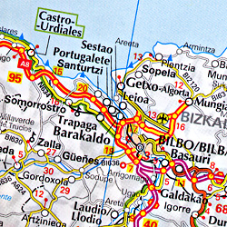 Spain and Portugal, Road and Shaded Relief Tourist Map.