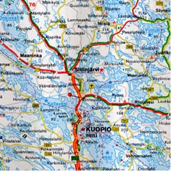 Finland Road and Shaded Relief Tourist Map.