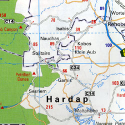 South Africa "Pocket" Road and Shaded Relief Tourist Map.