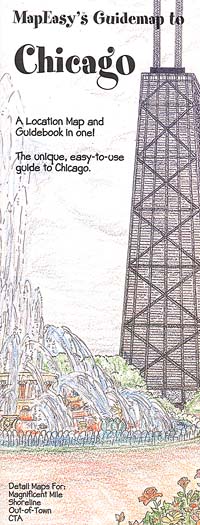 CHICAGO Illustrated Pictorial Guide Map, Illinois, America.