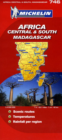 Africa Central and South Road and Tourist Map.