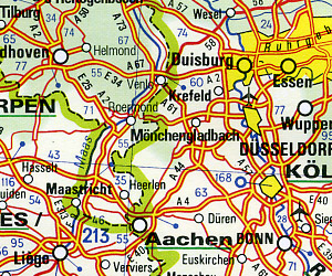 Europe Road and Shaded Relief Tourist Map.