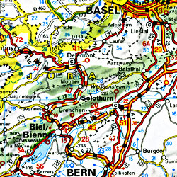 Germany, Austria, Czech Republic and Benelux Road and Shaded Relief Tourist Map.