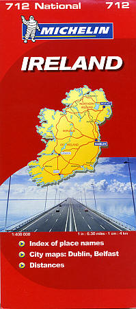 Ireland Road and Shaded Relief Tourist Map.