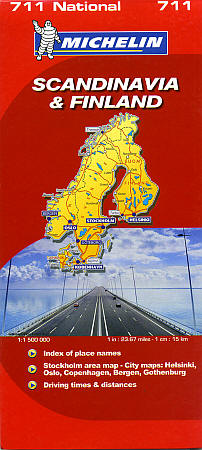 Scandinavia (Denmark, Norway and Sweden) and Finland, Road and Tourist Map.