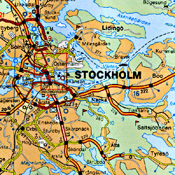 Scandinavia (Denmark, Norway and Sweden) and Finland, Road and Tourist Map.