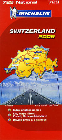 Switzerland Road and Shaded Relief Tourist Map.