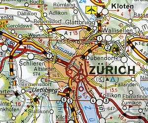 Switzerland Road and Shaded Relief Tourist Map.