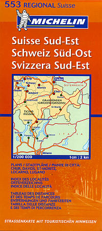 Switzerland, South East (Andermatt-Saint Moritz-Bolzano-Bozen) Section, Road and Tourist Map.