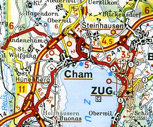 Switzerland, South East (Andermatt-Saint Moritz-Bolzano-Bozen) Section, Road and Tourist Map.