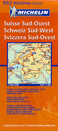 Switzerland, South West (Aosta-Aoste-Zermatt) Section, Road and Tourist Map.