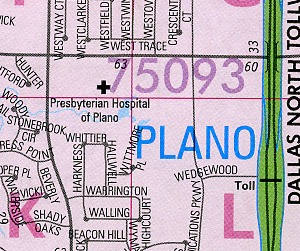 Denton and Cooke Counties Street ATLAS, Texas, America.