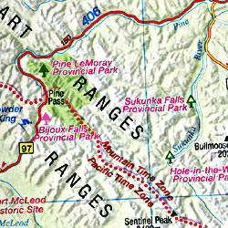 British Columbia, Road and Tourist Map, Canada.