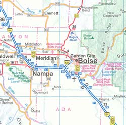 Idaho, Montana, and Wyoming Road and Tourist Map, America.