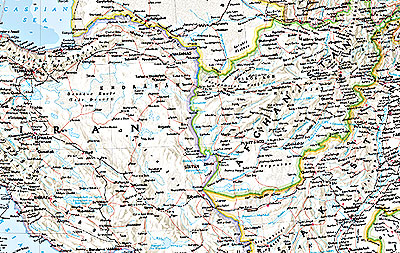 Afghanistan and Pakistan, Middle East WALL Map.