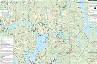 Allagash Wilderness Waterway South Road and Recreation Map, Maine, America.