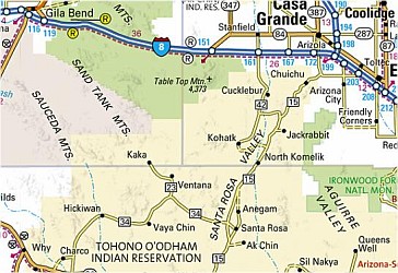 Arizona Road and Physical Tourist Guide map.