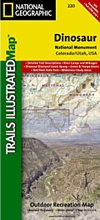 Dinosaur National Monument, Road and Recreation Map, Colorado, America.