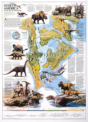 North America in Dinosaur age WALL Map.