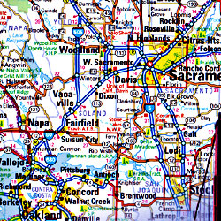 California Northern Road and Physical Tourist Guide map.