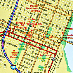 Oregon Road and Physical Tourist Guide map.