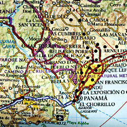 Panama Road and Shaded Relief "Adventure" Map.