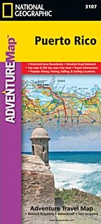 Puerto Rico Adventure Road and Tourist Map, America.