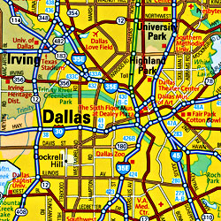 Texas Road and Physical Tourist Guide map.