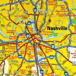 United States Southeastern Road and Physical Tourist Guide map.