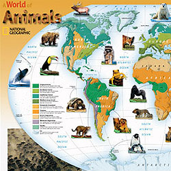 "World of Animals" WALL Map.