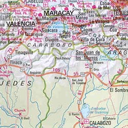 Guyana, French Guiana, Suriname, and Venezuela, Road and Shaded Relief Tourist Map.