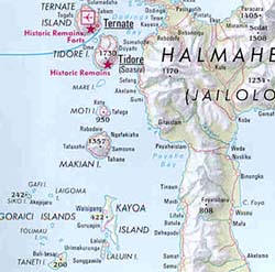 Irian Jaya Road and Shaded Relief Tourist Map, Indonesia.