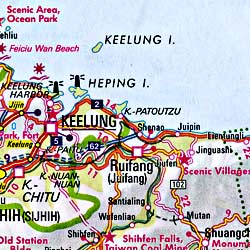 Taiwan Road and Shaded Relief Tourist Map.