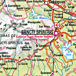 Cuba Road and Shaded Relief Tourist Map.