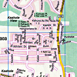 Hawaii, The Big Island, Road and Shaded Relief Tourist Map, Hawaii State, America.