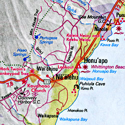 Hawaiian Islands Road and Shaded Relief Tourist Map, America.