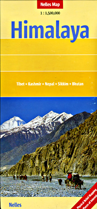 Himalayan Mountains, Road and Shaded Relief Tourist Map.