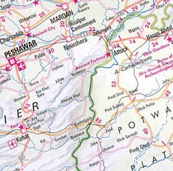 "Himalaya" Tibet, Nepal, Sikkim, and Bhutan, Road and Shaded Relief Tourist Map.