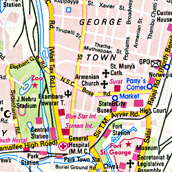 India, South, Road and Shaded Relief Tourist Map.