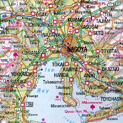 Japan Road and Shaded Relief Tourist Map.