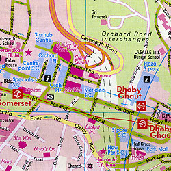 Malaysia (Western): Peninsular Malaysia, Road and Shaded Relief Tourist Map.