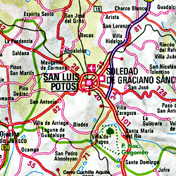 Mexico Road and Shaded Relief Tourist Map.